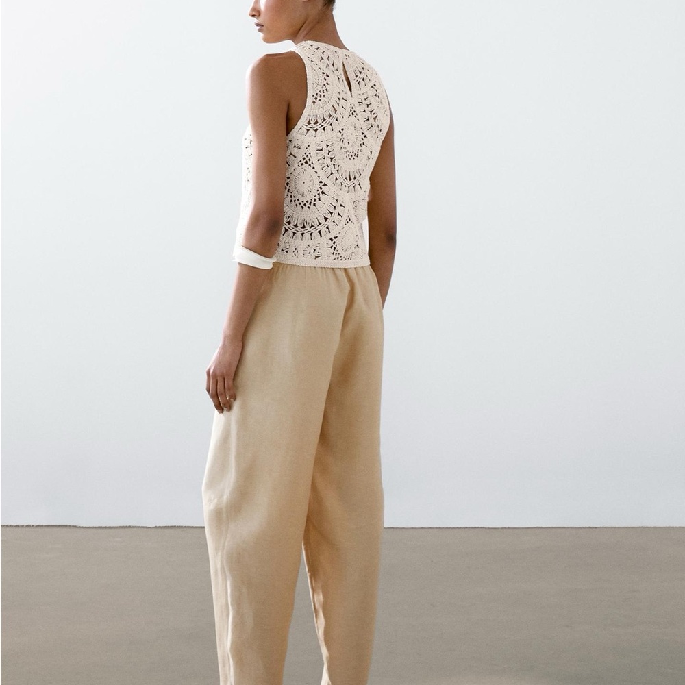 Massimo Dutti Cream Crochet Sleeveless Top NWT - Picture 2 of 10